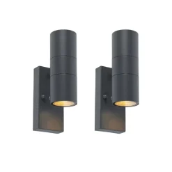 QAZQA buitenlampen met sensor duo grijs gu10 New
