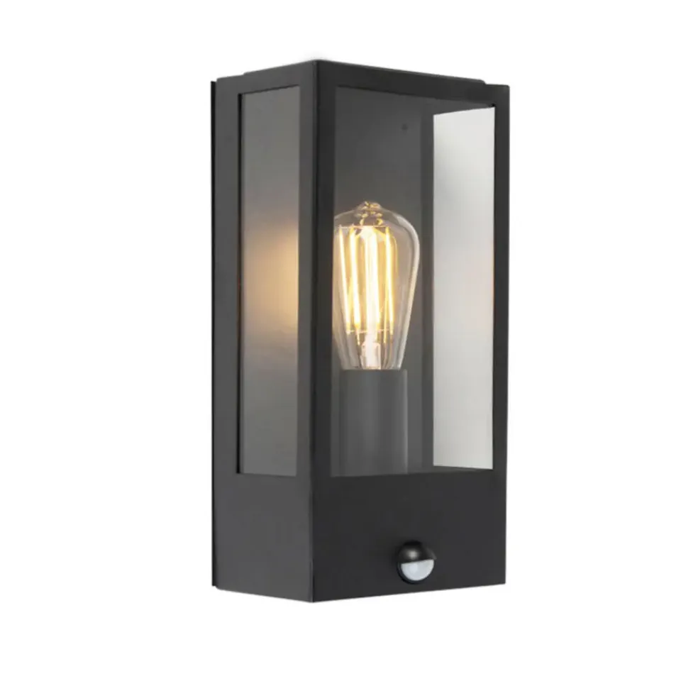 QAZQA buitenlampen met sensor rotterdam zwart e27 Outlet