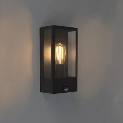 QAZQA buitenlampen met sensor rotterdam zwart e27 Outlet