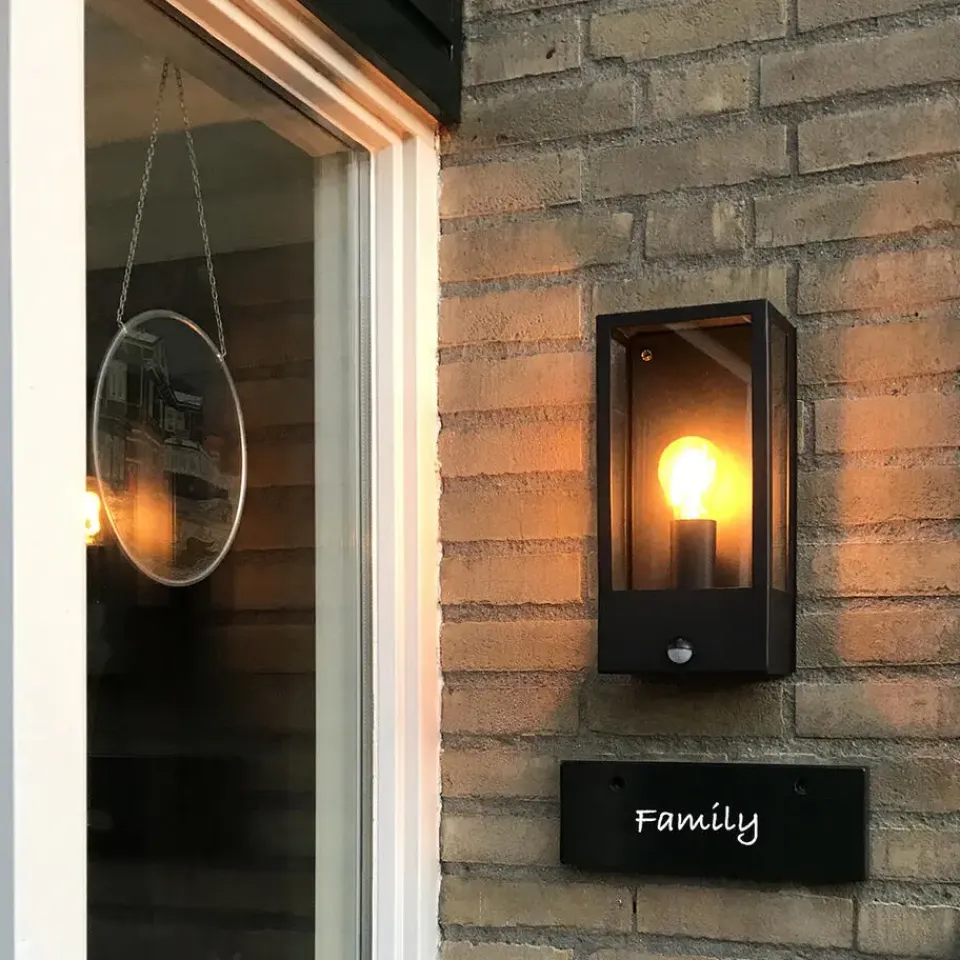 QAZQA buitenlampen met sensor rotterdam zwart e27 New