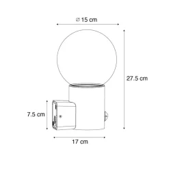 QAZQA buitenlampen met sensor huma zwart e27
