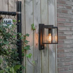 QAZQA buitenlampen met sensor charlois zwart e27