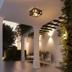 QAZQA plafondlampen buiten charlois zwart e27 New