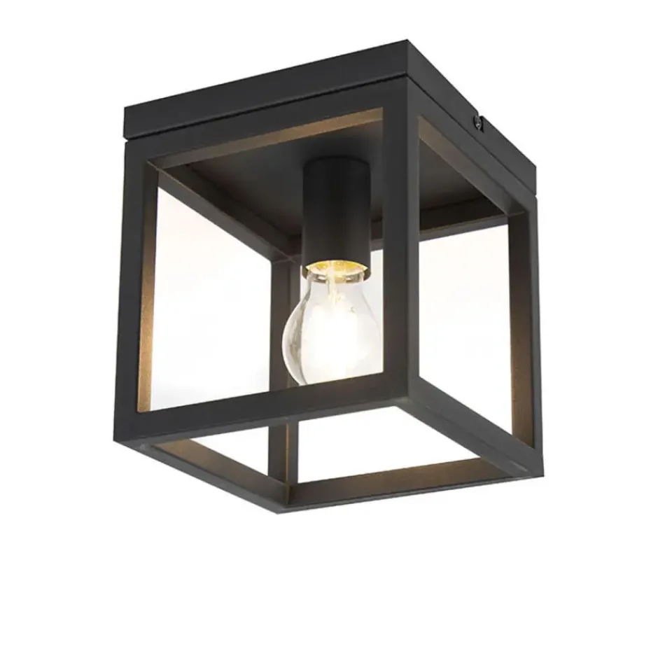 QAZQA plafondlampen cage zwart e27