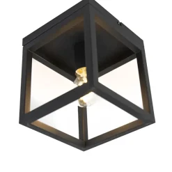 QAZQA plafondlampen cage zwart e27