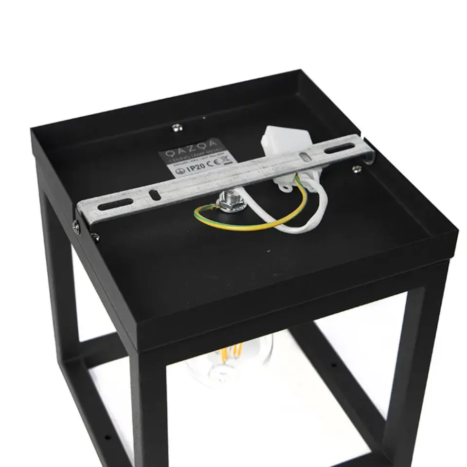 QAZQA plafondlampen cage zwart e27