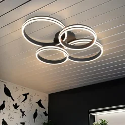 QAZQA plafondlampen navara zwart geïntegreerde led New