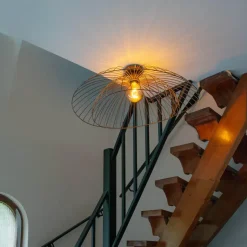 QAZQA plafondlampen pua bruin e27