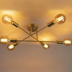 QAZQA plafondlampen sydney goudkleurig e27 Discount