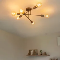 QAZQA plafondlampen sydney bruin e27 New