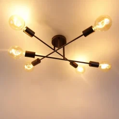 QAZQA plafondlampen sydney bruin e27 New