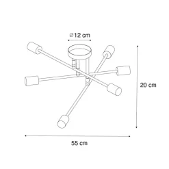 QAZQA plafondlampen sydney bruin e27 New