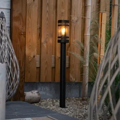QAZQA staande buitenlampen gleam zwart e27