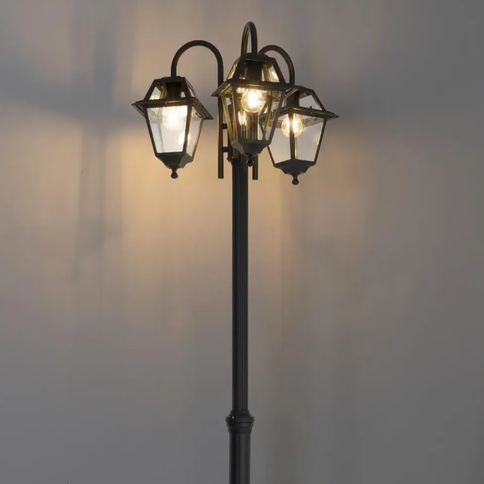 QAZQA staande buitenlampen berta zwart e27