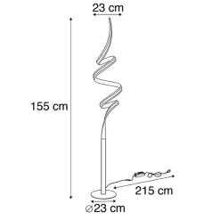 QAZQA vloerlampen twisted fl zwart geïntegreerde led Discount