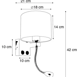 QAZQA wandlampen brescia combi grijs e27 Outlet