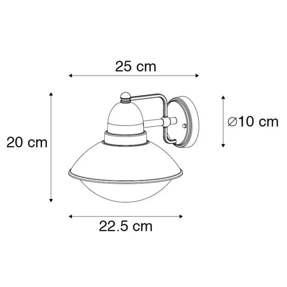 QAZQA wandlampen buiten marcel zwart e27 Outlet