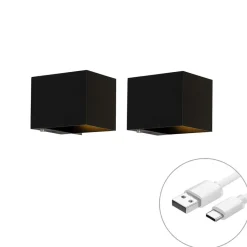 QAZQA wandlampen joris zwart geïntegreerde led Sale