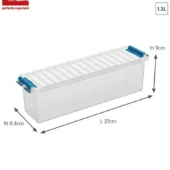 Sunware Q-line opbergbox 1,3L transparant blauw Outlet