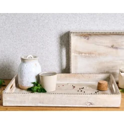 Leen Bakker QUENA - Set van 2 dienbladen - Lichtbruin - Mangohout Clearance