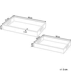Leen Bakker QUENA - Set van 2 dienbladen - Lichtbruin - Mangohout Clearance