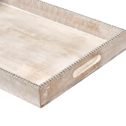 Leen Bakker QUENA - Set van 2 dienbladen - Lichtbruin - Mangohout Clearance