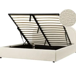 Beliani QUILLIEN - Bed met opbergruimte - Beige - 160 x 200 cm - Polyester Outlet