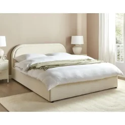 Beliani QUILLIEN - Bed met opbergruimte - Beige - 160 x 200 cm - Polyester Outlet