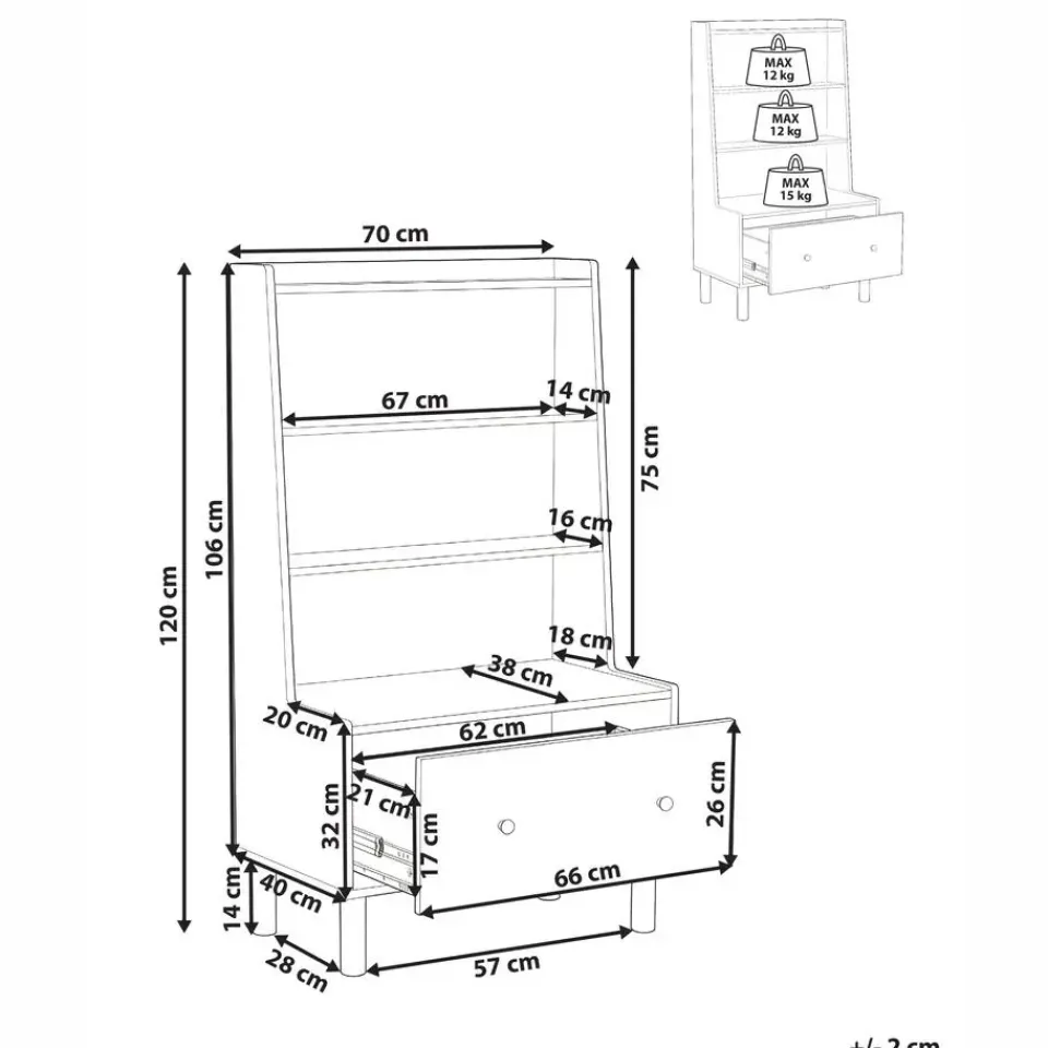 Leen Bakker QUILPIE - Boekenkast 3-laags - Lichtgroen - MDF Sale