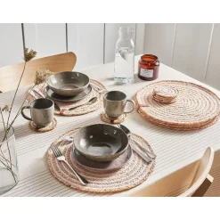 Leen Bakker QUININE - Set van 12 placemats en onderzetters - Natuurlijk - Jute Hot