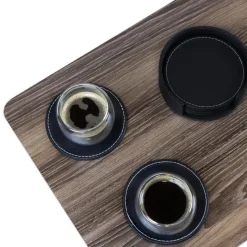 QUVIO Bijzettafel op wieltjes met opbergmandje - metaal + hout Sale