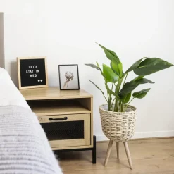 QUVIO Bloempot geweven op driepoot - S Online