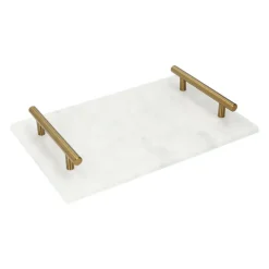 QUVIO Dienblad met gouden hendels - Marmer - Wit Sale