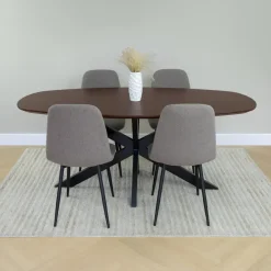 QUVIO Eettafel Sofia - Deens ovaal - 180x90 cm - FSC - Walnoot bruin Outlet