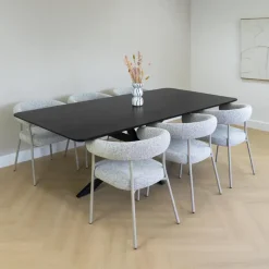 QUVIO Eettafel Sofia - Rechthoekig - FSC® - 220x110 cm - Zwart Clearance