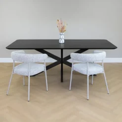 QUVIO Eettafel Sofia - Rechthoekig - FSC® - 220x110 cm - Zwart Clearance