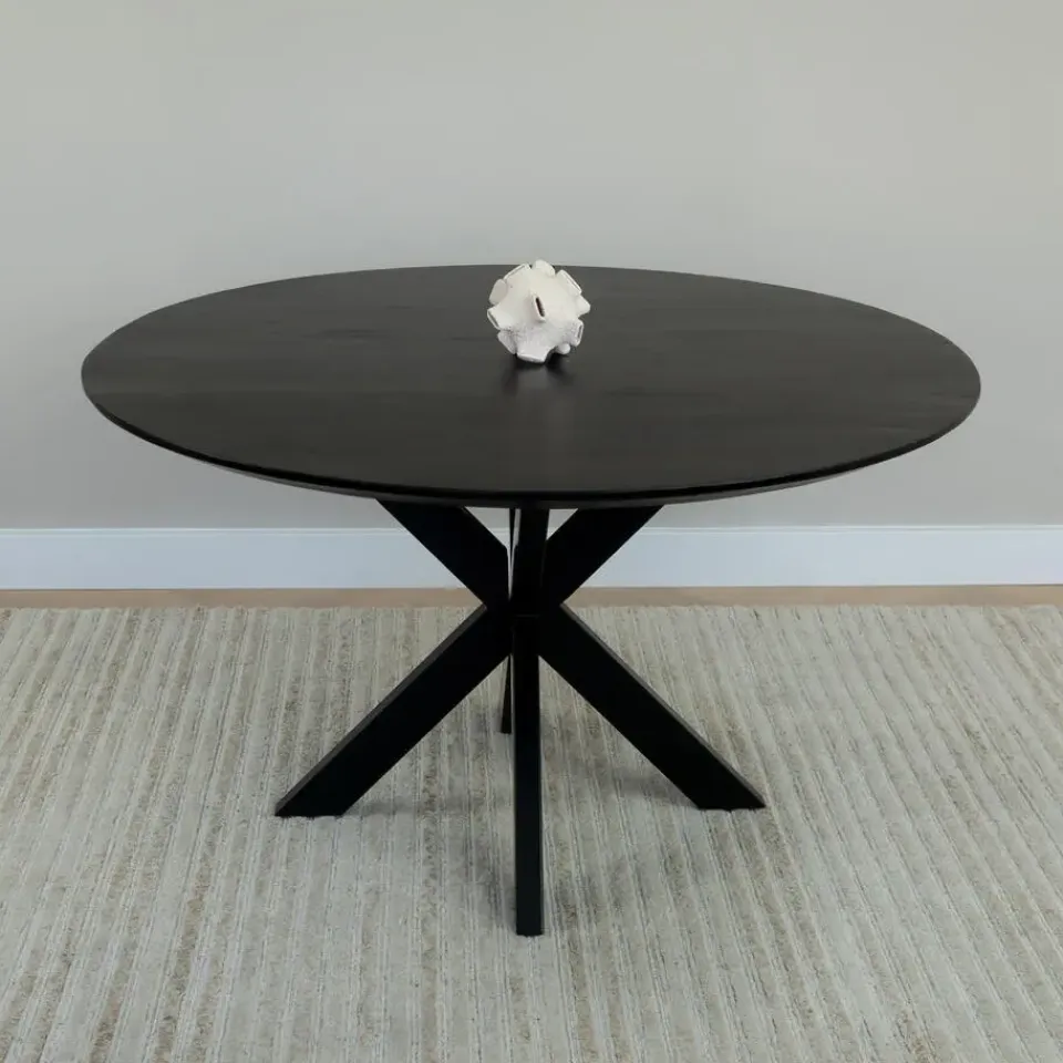 QUVIO Eettafel Sofia – Rond – Ø130 – Kruispoot – Zwart New