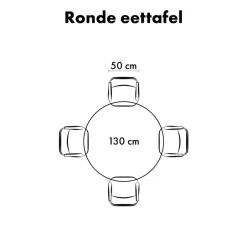 QUVIO Eettafel Sofia – Rond – Ø130 – Kruispoot – Zwart New