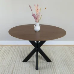 QUVIO Eettafel Sofia – Rond – Ø120 – Kruispoot – Bruin Outlet