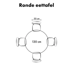 QUVIO Eettafel Sofia - Rond - Ø130 - Kruispoot - Naturel