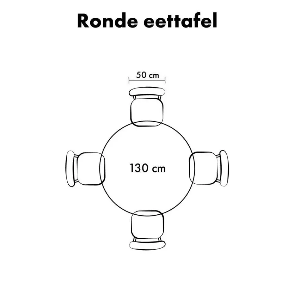 QUVIO Eettafel Sofia - Rond - Ø130 - Kruispoot - Naturel
