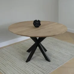 QUVIO Eettafel Sofia - Rond - Ø130 - Kruispoot - Naturel