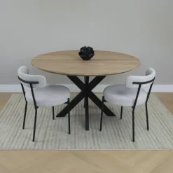 QUVIO Eettafel Sofia - Rond - Ø130 - Kruispoot - Naturel