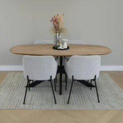 QUVIO Eettafel Sofia– Deens ovaal – 180x90 cm – Kruispoot – Naturel New