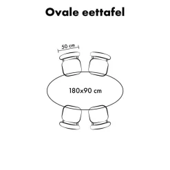 QUVIO Eettafel Sofia– Ovaal – 180x90 cm – Kruispoot – Naturel Discount
