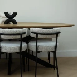 QUVIO Eettafel Sofia– Ovaal – 180x90 cm – Kruispoot – Naturel Discount