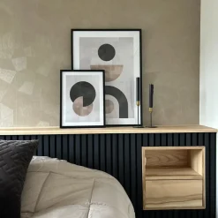 QUVIO Kaarsenstandaard - set van 2 (klein en groot) - Metaal - Zwart en Goud