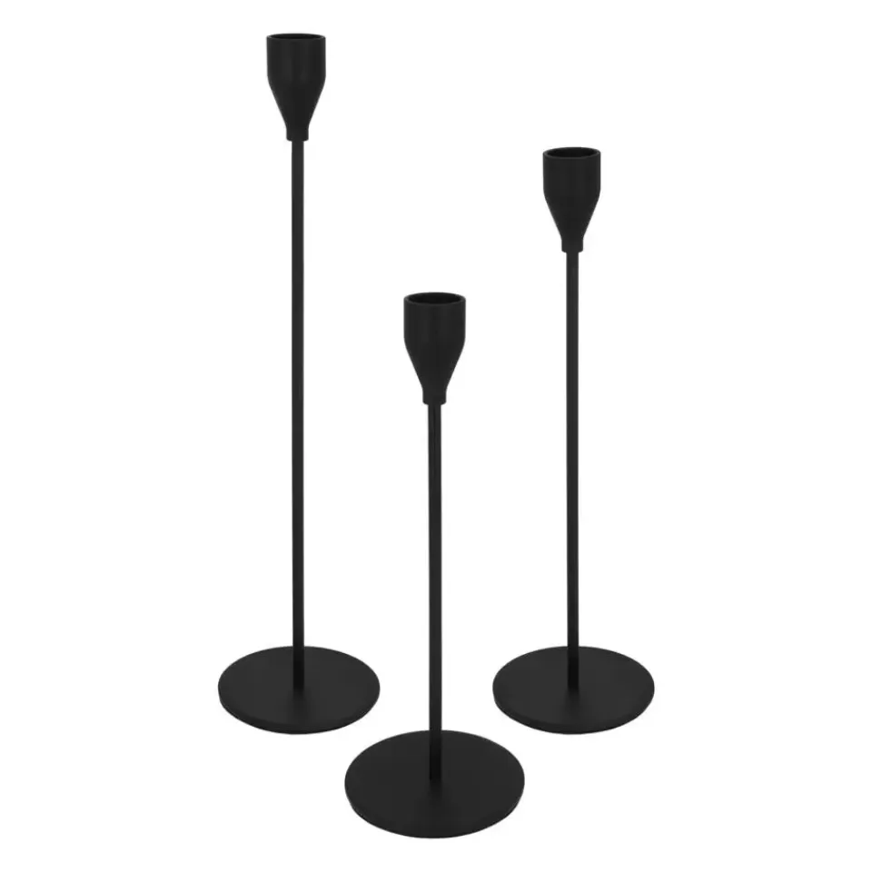 QUVIO Kaarsenstandaard set - 3 delig - Metaal - Zwart Online