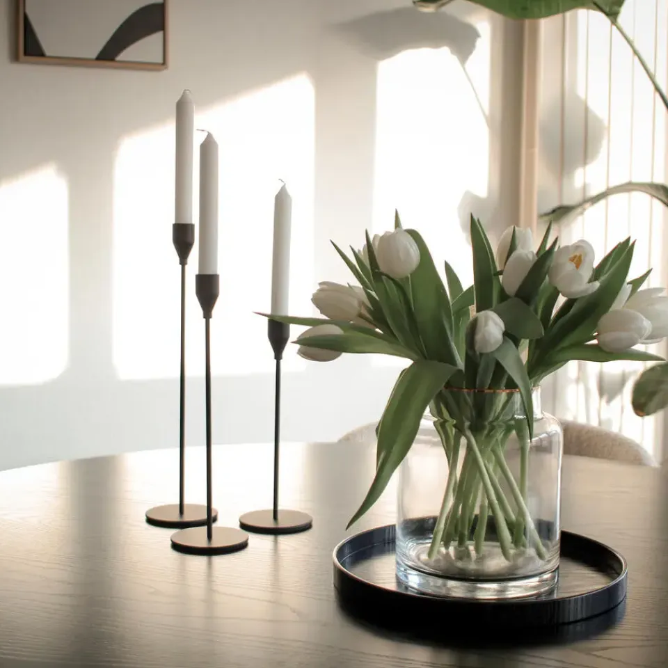 QUVIO Kaarsenstandaard set - 3 delig - Metaal - Zwart Online
