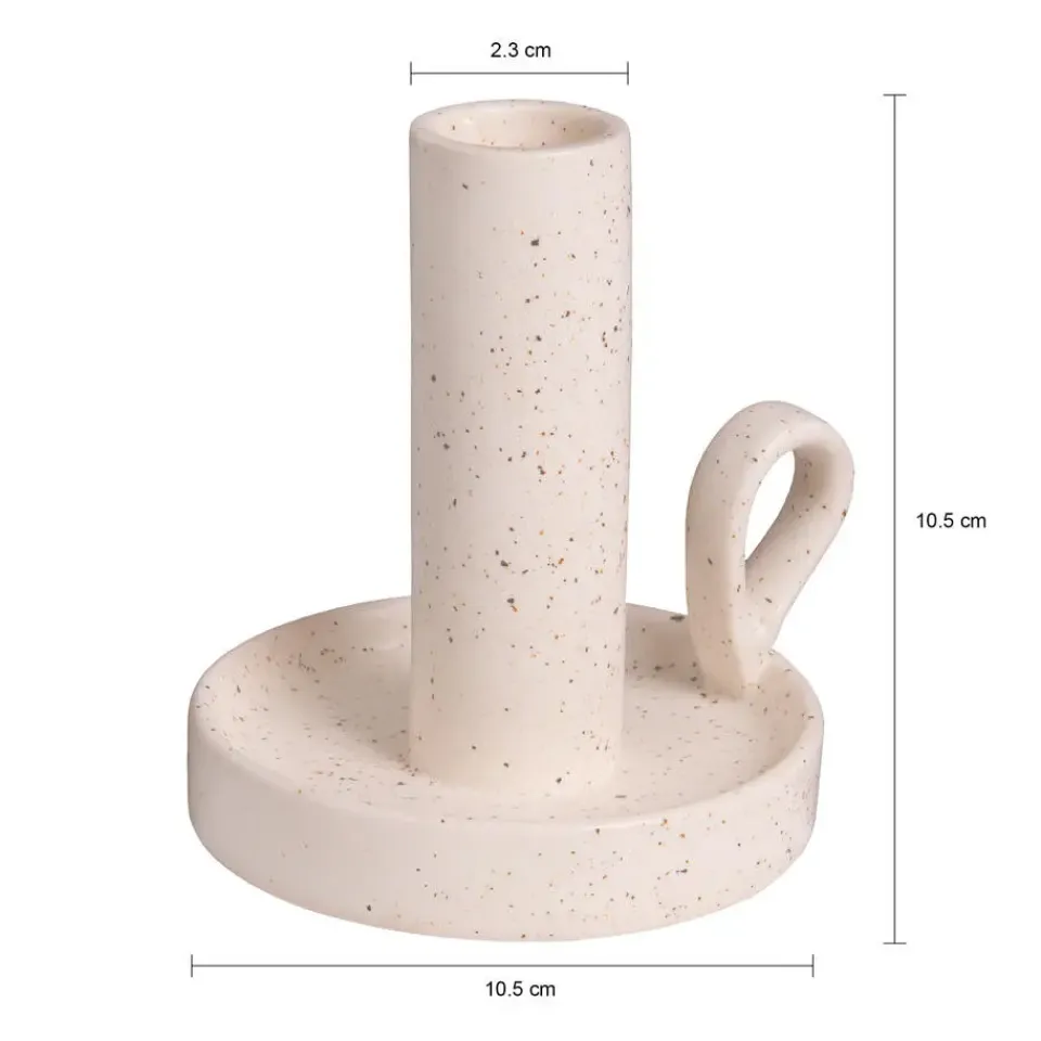 QUVIO Kandelaar - Keramiek - Gebroken wit met spikkels Sale